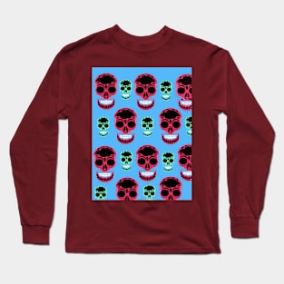 Skulls with Blue Long Sleeve T-Shirt